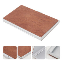 1St Eenvoudige Chocolade Naamkaarthouder Metaal Hout Opbergcase