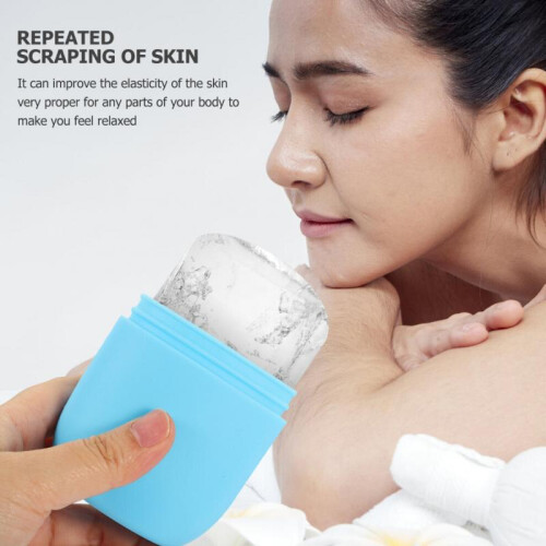 Blue Silicone Face Massage Ice Roller Skin Care Tool for Home Use 2