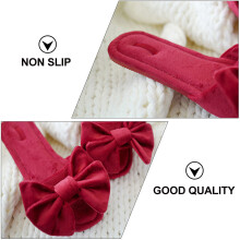 1Paar Dames Binnendeurslippers Rood Met Strik Anti-Slip Comfort