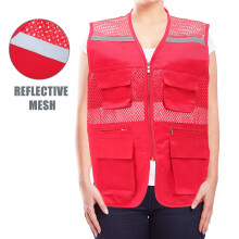 1Reflecterend Veiligheidsvest Rood Met Zakken Duurzaam En Praktisch