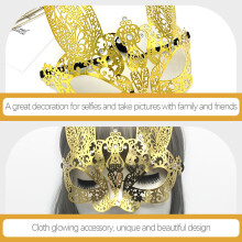 1Masquerade Lady Mask Goud Metalen Eye Prop Feest