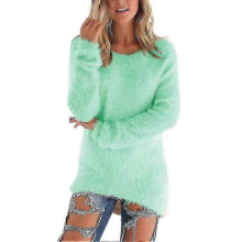 (5XL, Green) Soft Breathable Women's Long Sleeve Solid Color Sweater for Spring Autumn Winter
