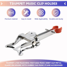 Trumpet Lyre Marching Portable Music Sheet Clip Metal Clamp Holder with Rubber Pad Music Stand Accessories