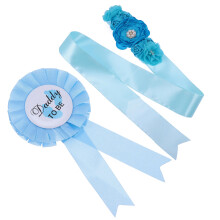 2St Blauwe Zwangerschapsriem Met Papa En Mama Corsage Babyshower