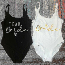 Gold Print Team Bride One-piece Swimsuit Squad Women Swimwear Bachelorette Party Swimsuit Summer Beatchwear Bathing Suit 25-26