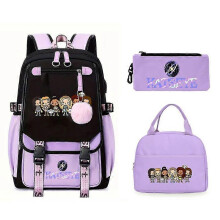 (1, 3pc) Girls Katseye School Backpack Bookbag Insulated Lunch Bag Pencil Case Set Gift