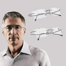 Ultra-Light Titanium Rimless Reading Glasses for Unisex Featuring Diopter Range of +1.0 to +3.5 with a Compact Design 25-26