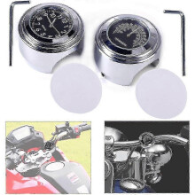 7/8inch Waterproof Handlebar Motorcycle Quartz Clock and Thermometer Set in Aluminum Construction