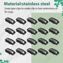 20pcs Black Nine-tooth Clip for hair extension snap clip for DIY use(Black)32MM L