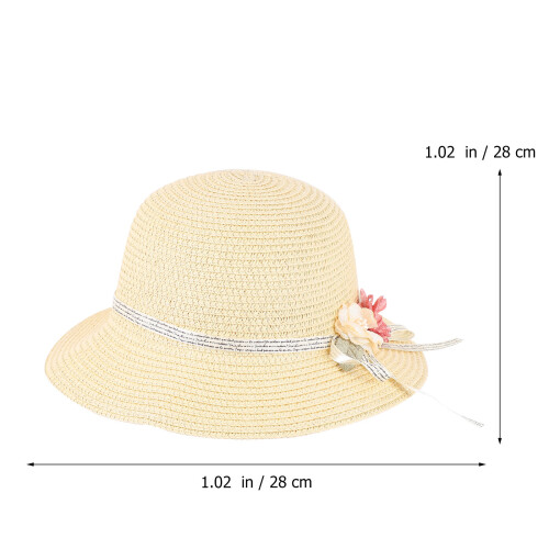 1Set Kinder Strohoed Set Met Zonbescherming En Beige 1