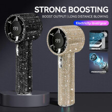 (Black) Portable Bling Fan For Women - 1800mAh Long Battery Life - For Commuting & Park