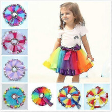 Girls Rainbow Tu Tu Tu Ballet Skirt Mesh Skirt Mesh Tutu 25-26