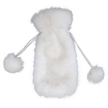 2026 White faux fur bottle cover