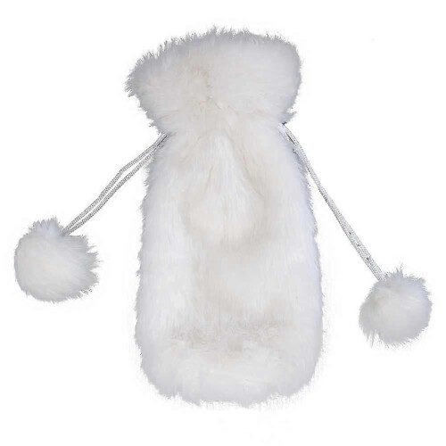 2026 White faux fur bottle cover