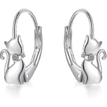 2026 Cat Earrings 925 Silver Cat Dangle Hoop Earrings Cat Jewelry