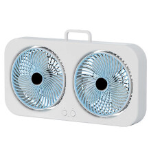 Dual Head USB Fan Rotatable Blades Wall Mount or Freestanding Design Rechargeable Fan for Bedroom Outdoor Camping