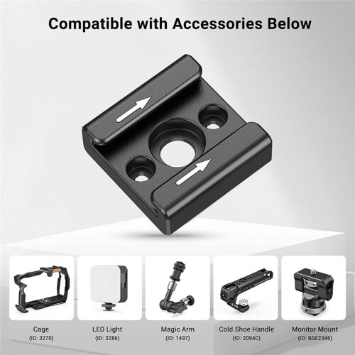 Cold Shoe Mount Adapter with 1/4'' Screw for LED Light,Camera Shoe Adapter Bracket,DIY Camera Rig Set,2060 1