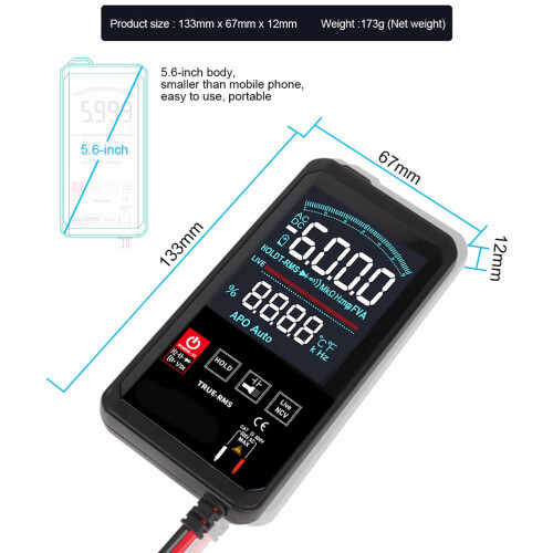 1St Digitale Multimeter Met Touchscreen En Dataretentie Zwart 1