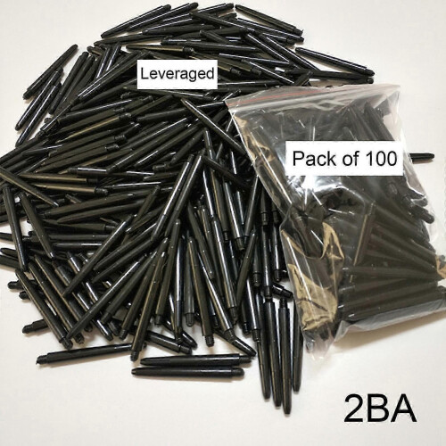 100pcs 2BA Universal Thread Dart Shafts - Black Nylon Plastic 26-27s 2
