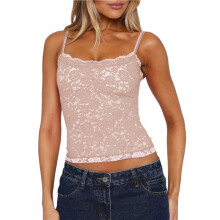 Lace Camisole for Women Tank Top Going Out Y2K Fashion Top Lace Crop Tops Summer Trendy Tops Lotus Root Color S