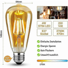 2026 Set of 6 Incandescent Bulb Edison vintage E27 bulbs, 4 W, warm white