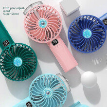 (Light Blue) Fan USB Handheld Portable Rechargeable Spray Modes Cooling Indoor