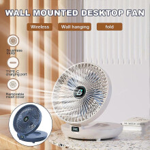 (ordinary plug, Cream) Hanging/Desk Fan,Home Mini Ceiling Fan,1200 mAh Battery,Foldable Save Space,3 Speeds Strong Wind,Summer Quiet Cooler for Room