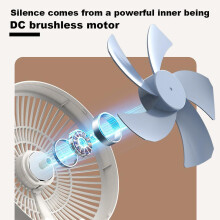 (US charge, Blue) Hanging/Desk Fan,Home Mini Ceiling Fan,1200 mAh Battery,Foldable Save Space,3 Speeds Strong Wind,Summer Quiet Cooler for Room