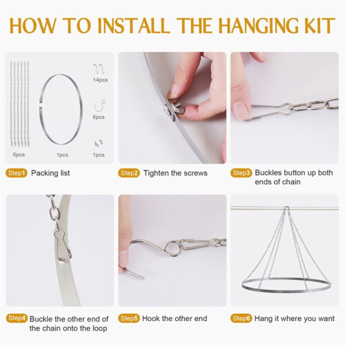 Kit para Pendurar Cortinas de Teto com Aro Redondo de 30 cm (12 Polegadas) para Decoração de Casamentos e Gazebos 1