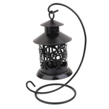 Ancient Candlestick Tea Light Stand Moroccan Style for Light Use Black