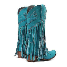 Women's Fringe Western Boots, Wide Calf Riding Cowgirl Cowboy Boots 25-26