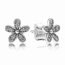 JiaWei 925 Sterling Silver Vintage Allure Forever Circle Signature Dazzling Daisy Earring with Crystal for Women Gift Fashion Jewelry efP 25-26