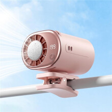 Ventilatore portatile a clip ricaricabile, indossabile per collo e vita, 199 velocità, flusso d'aria turbo, colore rosa.