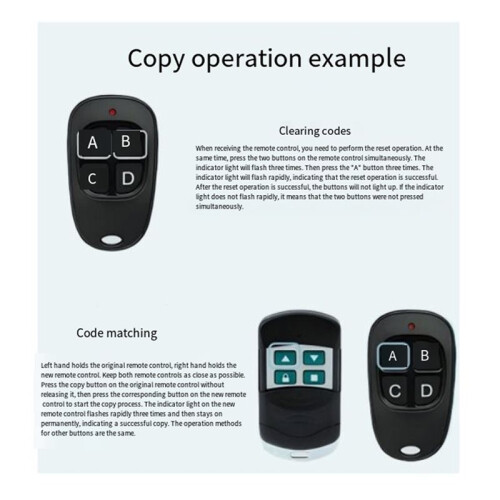 315MHz Universal Garage Door Opener Remote Control Wireless 4-Button Key Duplicator Clone Electric Gate Transmitter C