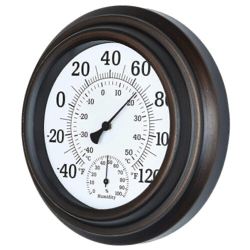 8" Decorative Indoor/outdoor Patio Wall Thermometer (bronze)