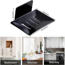 2026 Wall Mounted Soap Dish, Adhesive Shower Soap Holder, Metal Soap Box Shelf without Drilling for Bathroom, Kitchen Sponge Holder Black