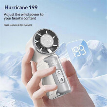 (White) K813 Mini Handheld Fan 3600mAh 199-Speed Levels Digital Display Portable Cooling Fan for Outdoor-cg3