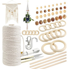 227pcs Macrame Kits 3mm 115yards Wall Hanging Natural Cotton Macrame Cord for Hanging Plant Hand Tassel Weaving