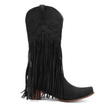 Women's Fringe Western Boots, Wide Calf Riding Cowgirl Cowboy Boots 25-26