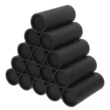 15pcs Black Kraft Paper Tube Packaging with Lids, Durable Round Cardboard Boxes for Tea, Gifts, and Storage