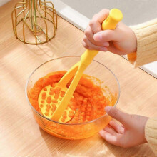 2026 Manual Potato Masher, Nonstick Ricer Smasher for Kitchen, Plastic Masher for Potatoes & Pumpkin (Yellow)
