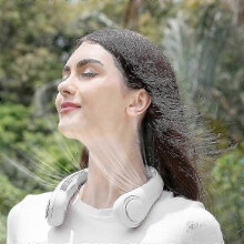 Neck Fan Fluxofan Portable Neck Fan Rechargeable Personal Cooling Fan with Adjustable Speed for Outdoor Activities White 26-27