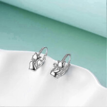 2026 Cat Earrings 925 Silver Cat Dangle Hoop Earrings Cat Jewelry