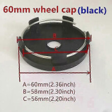 (60mm black cap1) suitable for 4pcs 56mm 60mm 65mm 68mm Abt Car Wheel Center Hub Cap Badge Dust-proof Covers Emblem Sticker Car Styling