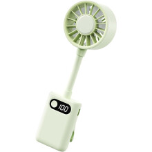 Ventilatore USB verde regolabile, silenzioso, portatile a batteria, con display digitale, ideale per campeggio, viaggi e scrivania.