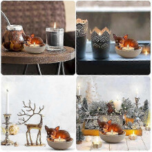 Hand-Painted Resin Dog Candle Holder with Dreamy Ambiance, Pet-Safe, Portable Home Decoration, Multicolor