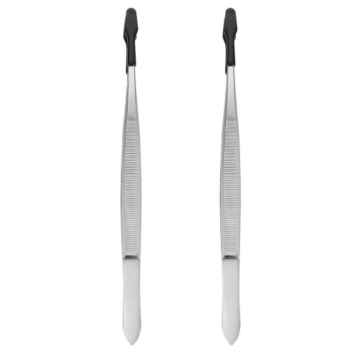 2St Zwarte Rvs Postzegeltang Met Antislip Handvat