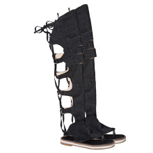 1Paar Romeinse Zwarte Platte Sandalen Dames Comfortabele Zomerboots