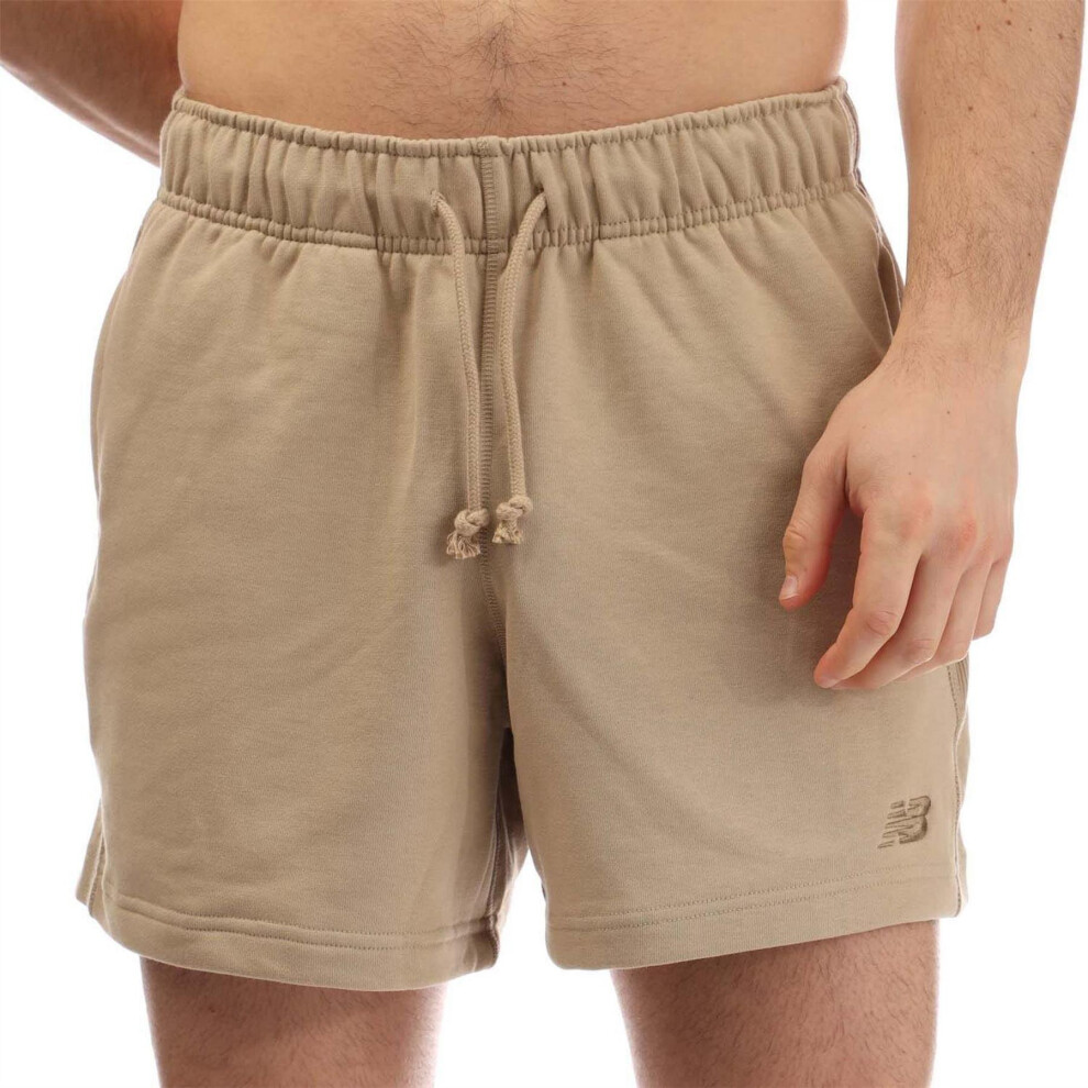 New Balance (L S, Stone) Mens Balance French Terry Shorts