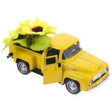 1Gele Metalen Pickup Truck Decor Voor Kerst En Feest